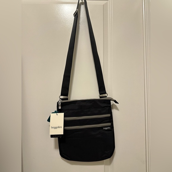 Baggallini Black Messenger Bag with Silver Accents - Picture 3 of 5